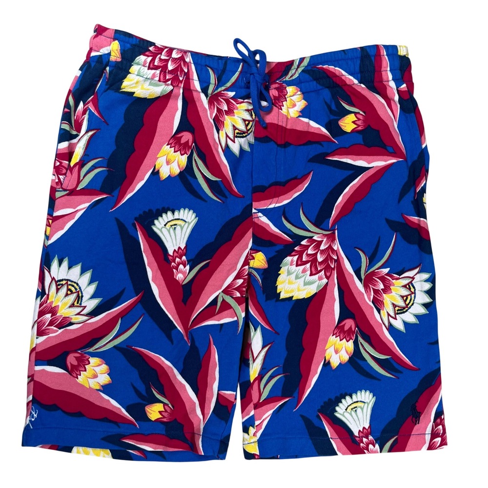 New Polo Ralph Lauren Floral Spa Terry Shorts Men Small Tropical Knit Preppy NWT